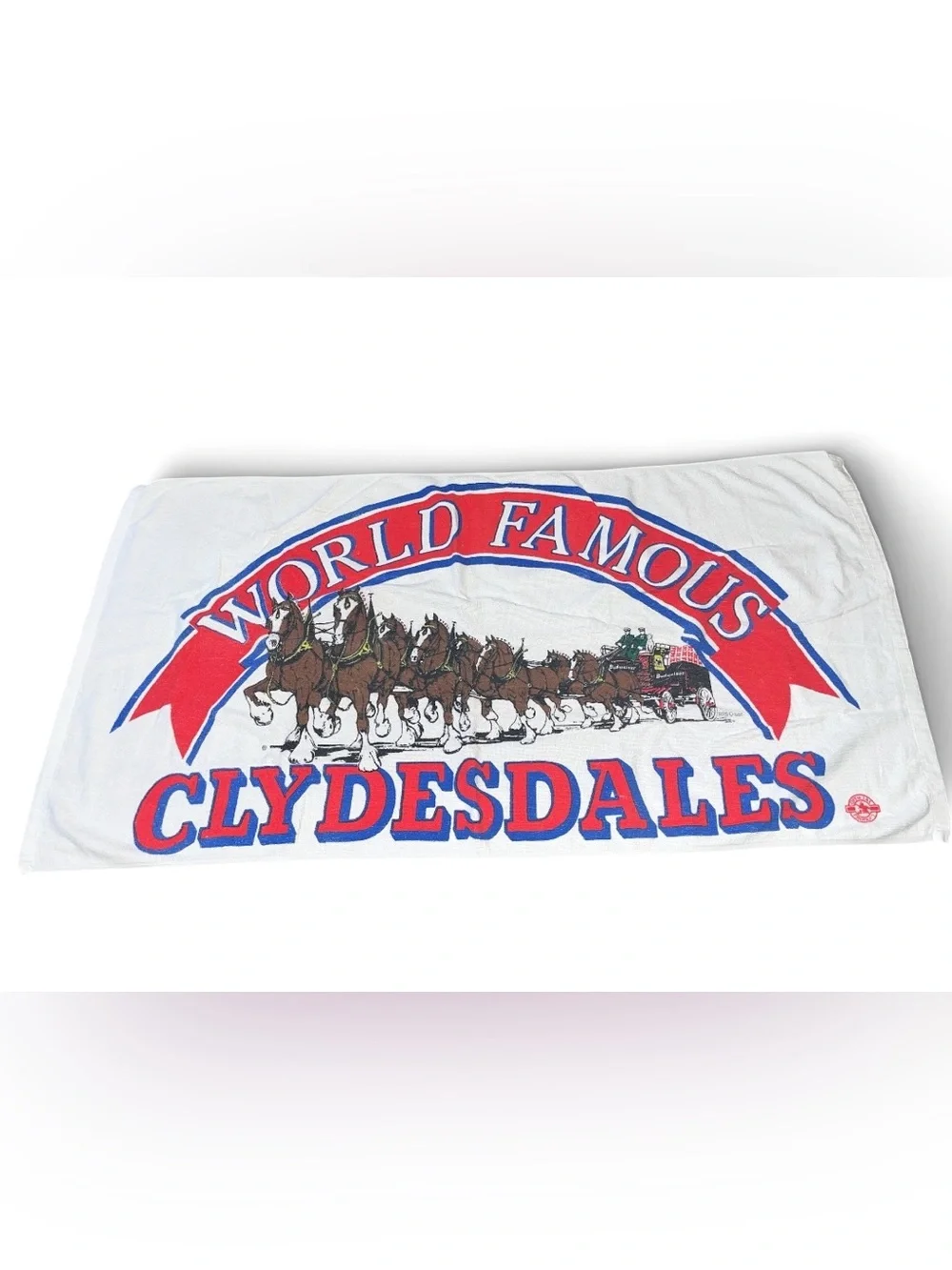 Budweiser vtg 80s Clydesdale beach towel